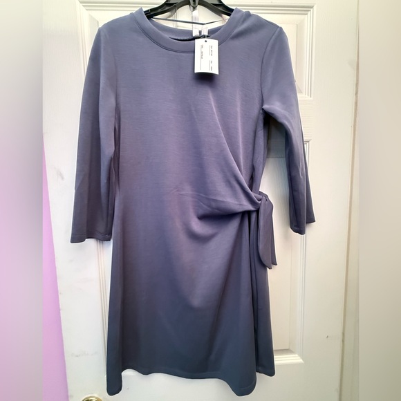 Cable & Gauge Dresses & Skirts - Cable & Gauge Slate Blue Tie-Side Midi Dress